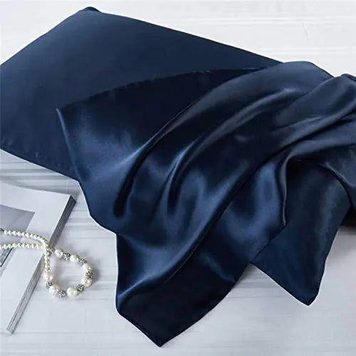 SilkSense King Satin Pillowcases - Dual Pack, Navy